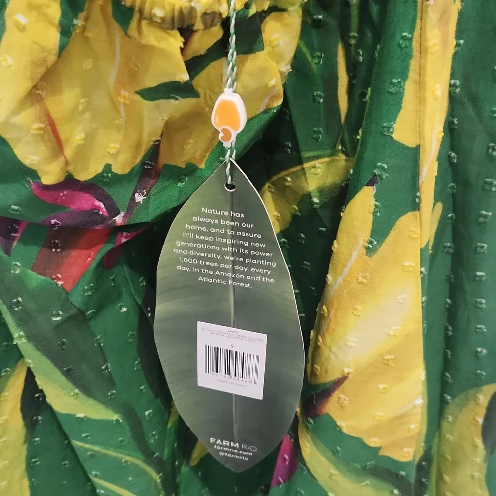 FARM Rio green banana aquarela midi dress - Picture 8 of 9